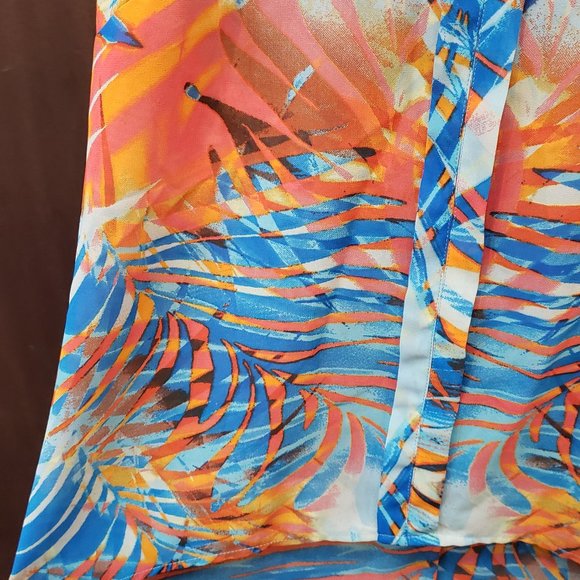 True Freedom Palm Leaf Sheer Top/Coverup  Size S  Multicolor - Picture 5 of 7